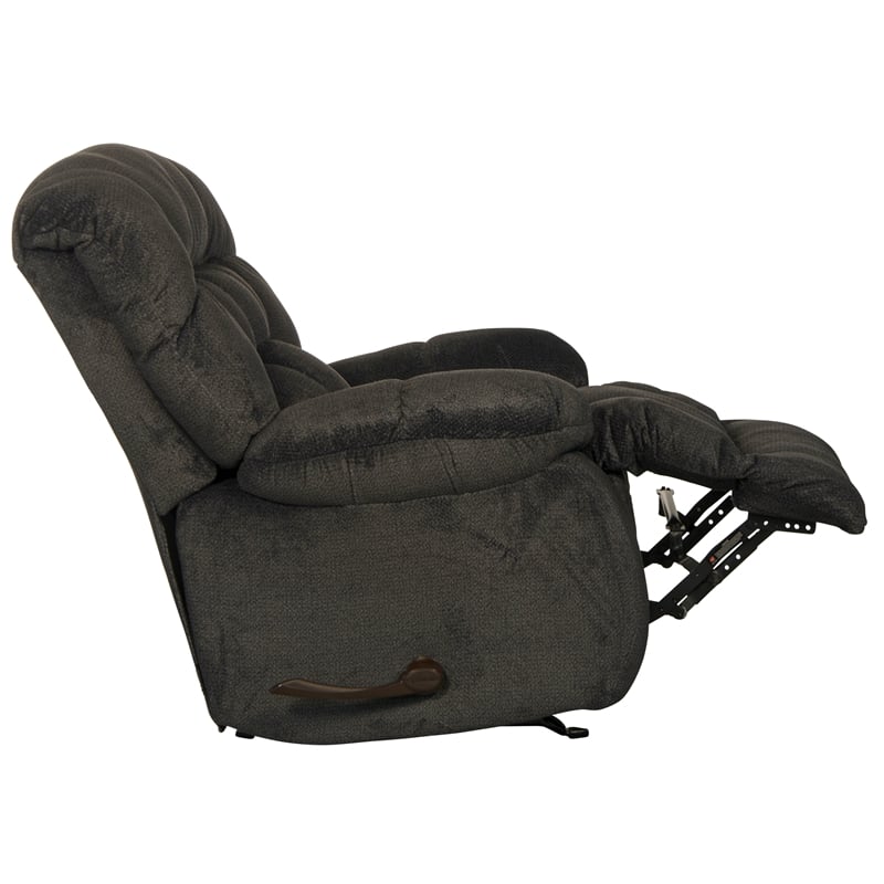 Johnson Chaise Rocker Recliner in Gray Polyester Fabric
