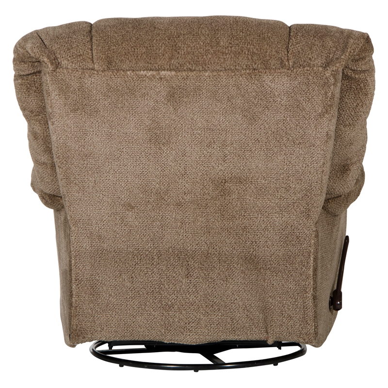 Johnson Chaise Swivel Glider Recliner in Brown Polyester Fabric