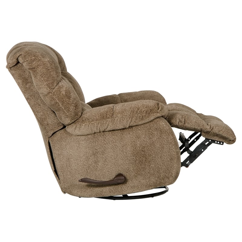 Johnson Chaise Swivel Glider Recliner in Brown Polyester Fabric