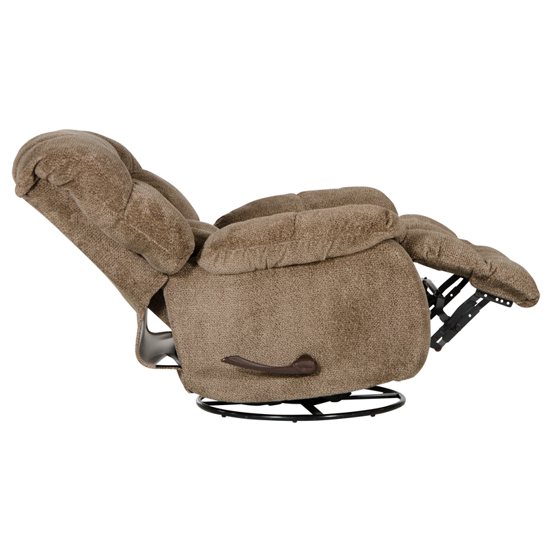 Johnson Chaise Swivel Glider Recliner in Brown Polyester Fabric