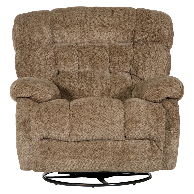 Johnson Chaise Swivel Glider Recliner in Brown Polyester Fabric