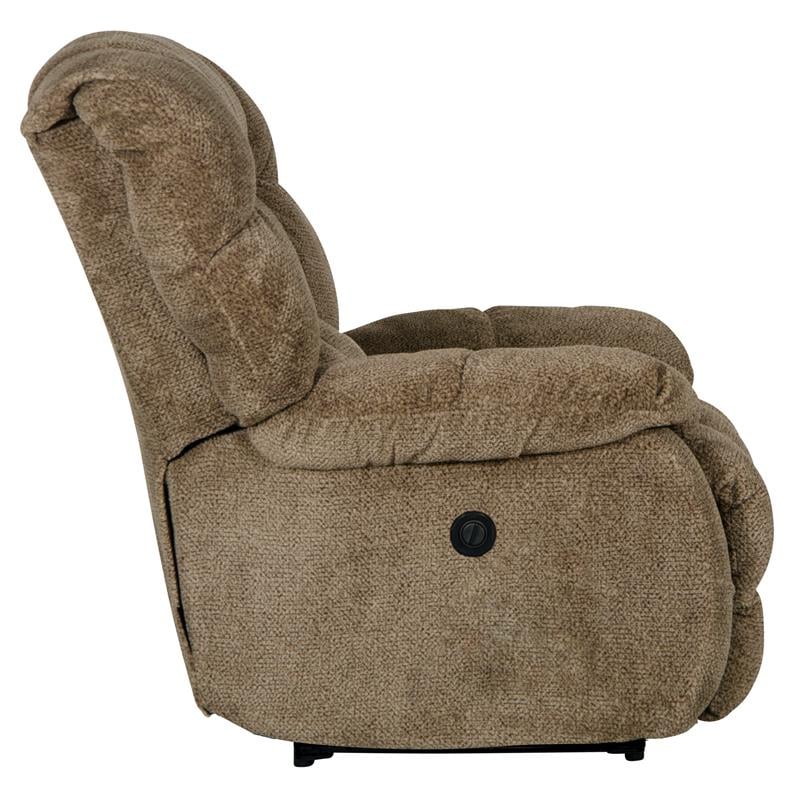 Johnson Power Lay Flat Recliner in Chateau Brown Polyester Fabric