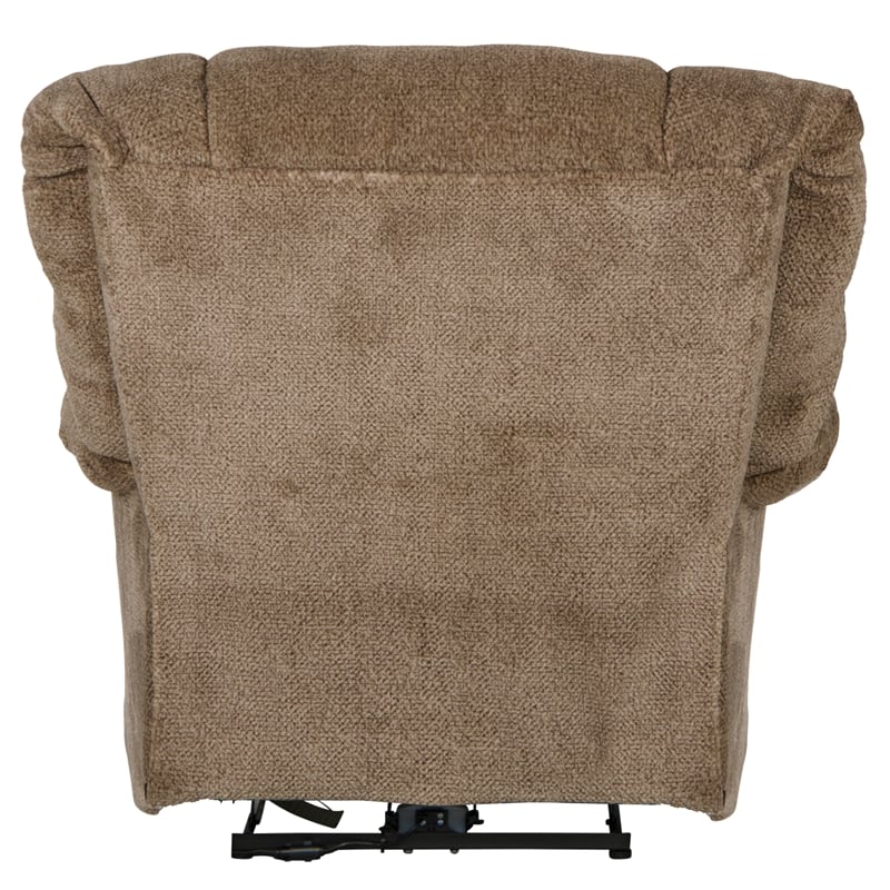 Johnson Power Lay Flat Recliner in Chateau Brown Polyester Fabric