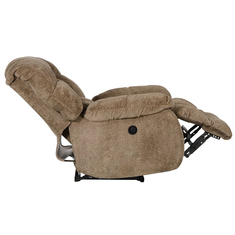 Johnson Power Lay Flat Recliner in Chateau Brown Polyester Fabric