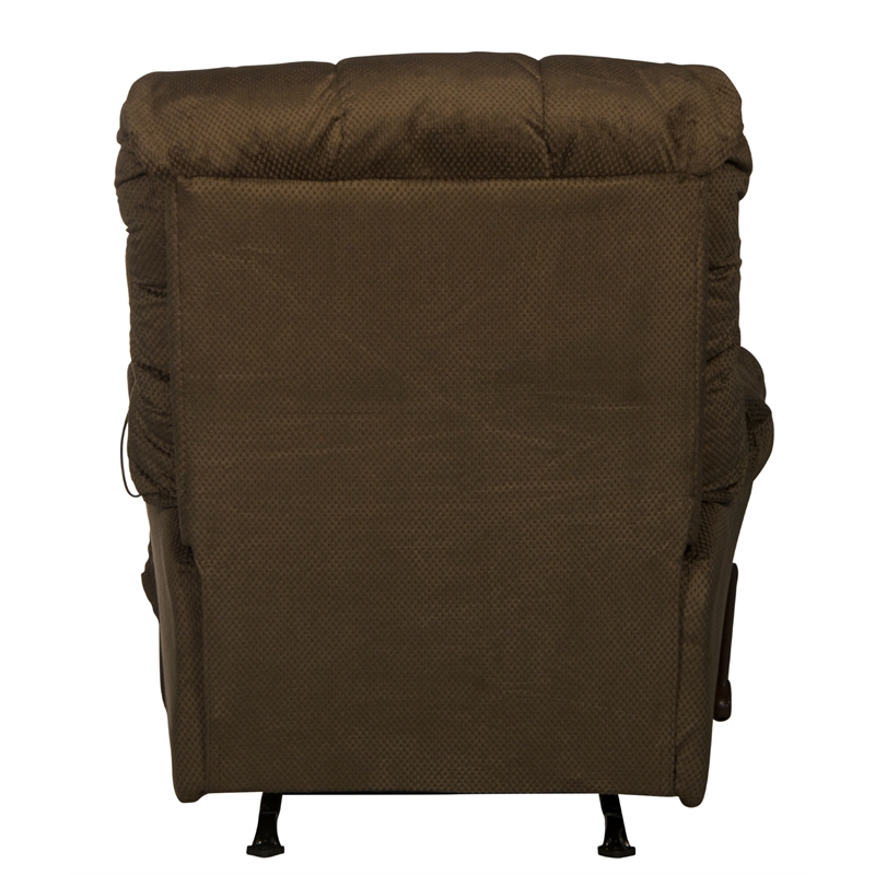 Batts Chaise Rocker Recliner with Heat & Massage in Brown Polyester Fabric