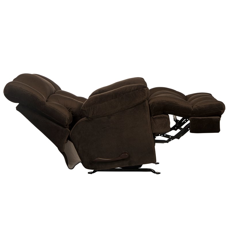 cirrus chaise rocker recliner in chocolate brown polyester fabric