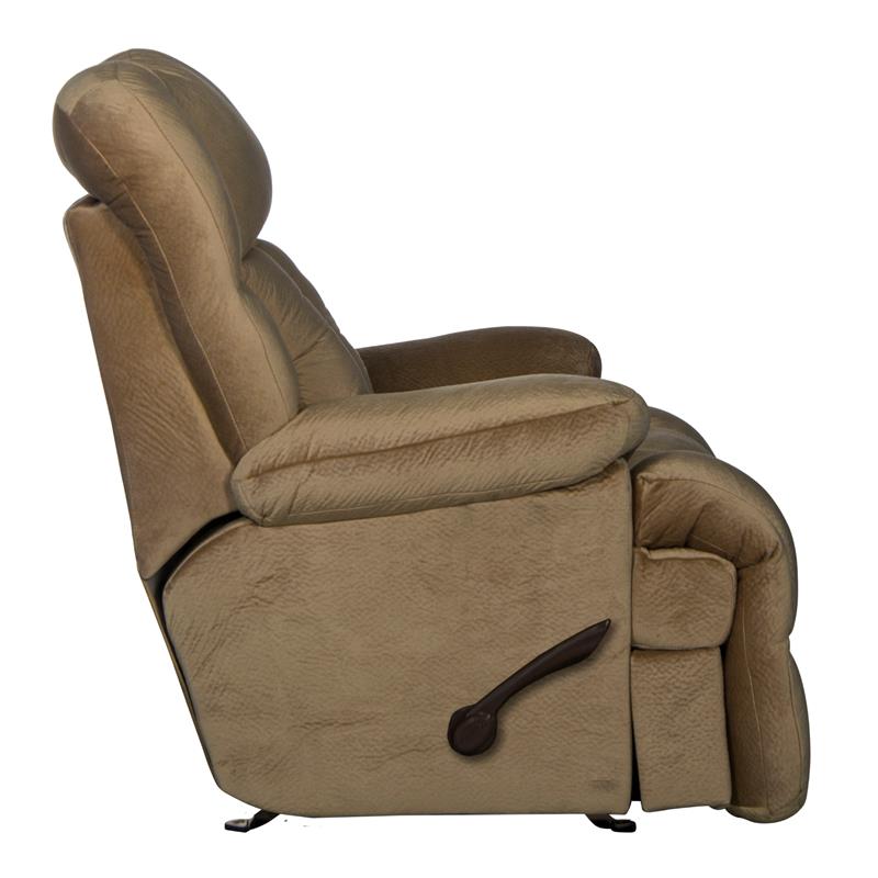 Cirrus Chaise Rocker Recliner in Brown Polyester Fabric