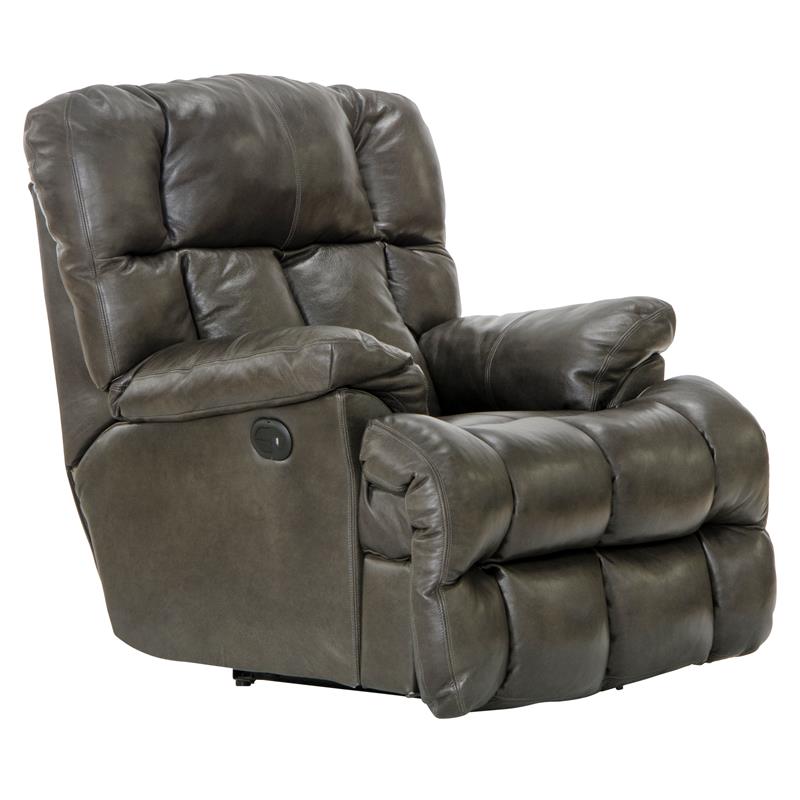 Boyd Power Lay Flat Chaise Recliner in Gray Top Grain Italian Leather