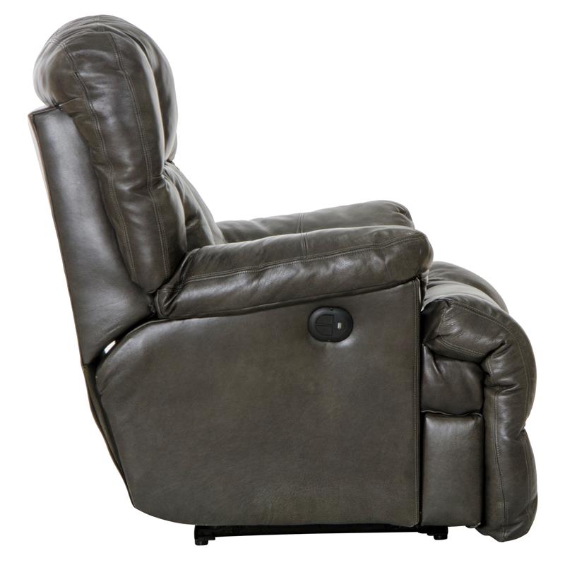Boyd Power Lay Flat Chaise Recliner in Gray Top Grain Italian Leather