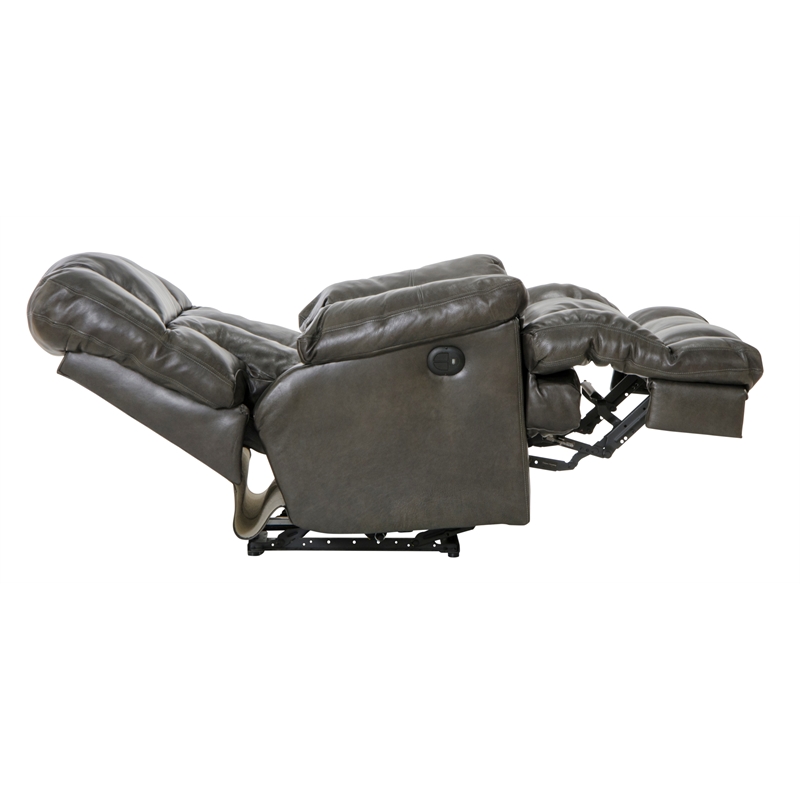 Boyd Power Lay Flat Chaise Recliner in Gray Top Grain Italian Leather