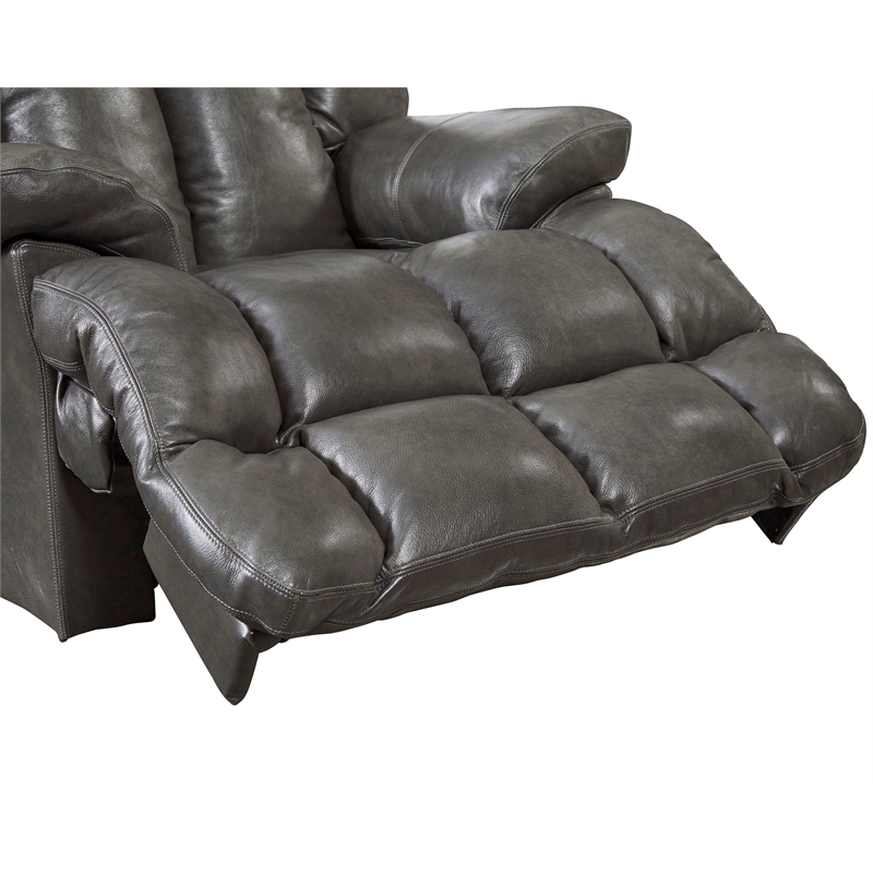Boyd Power Lay Flat Chaise Recliner in Gray Top Grain Italian Leather