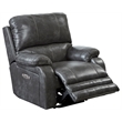 Kealyn Power Lay Flat Recliner with Power Headrest in Gray Faux Leather