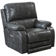 Kealyn Power Lay Flat Recliner with Power Headrest in Gray Faux Leather