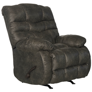 lowry chaise rocker recliner in gray polyester fabric