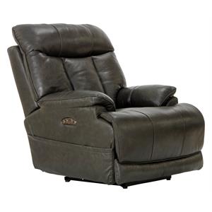 cicero power lay flat recliner in gray top grain italian leather