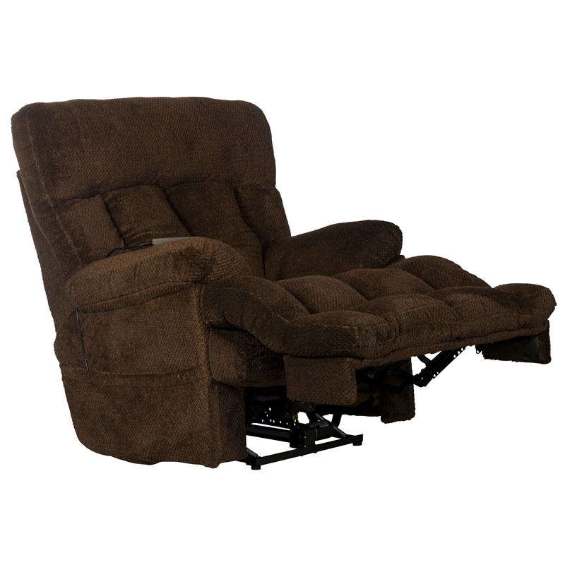 Webster Power Recliner with Adjustable Headrest & Lumbar in Soft Brown Fabric