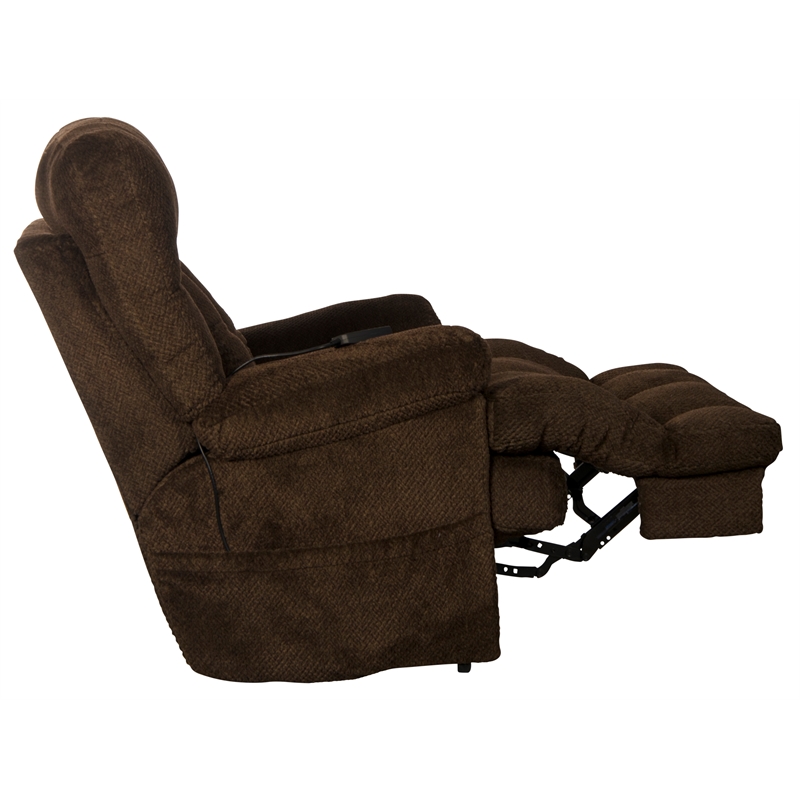 Webster Power Recliner with Adjustable Headrest & Lumbar in Soft Brown Fabric