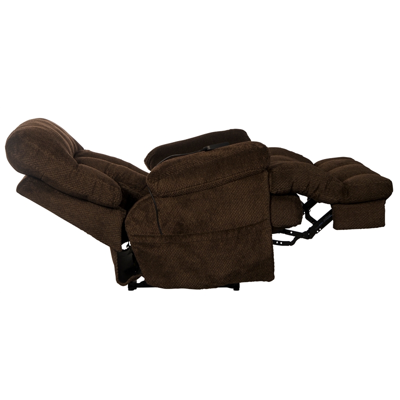 Webster Power Recliner with Adjustable Headrest & Lumbar in Soft Brown Fabric