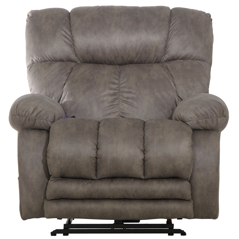 Catnapper Dixon Oversized Power Lay Flat Recliner in Gray Fabric