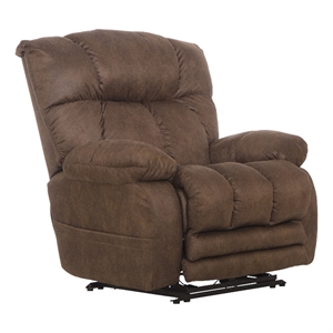 catnapper dixon oversized power lay flat recliner in brown fabric