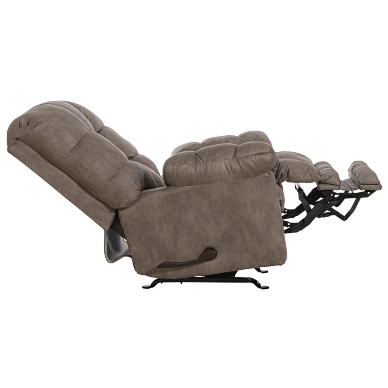 Catnapper Cochran Oversized Extension Footrest Rocker Recliner in Gray Fabric