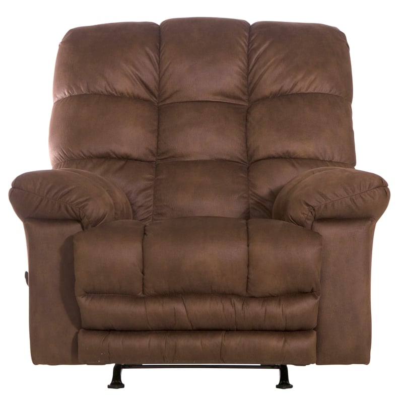 Catnapper Cochran Oversized Extension Footrest Rocker Recliner in Brown Fabric
