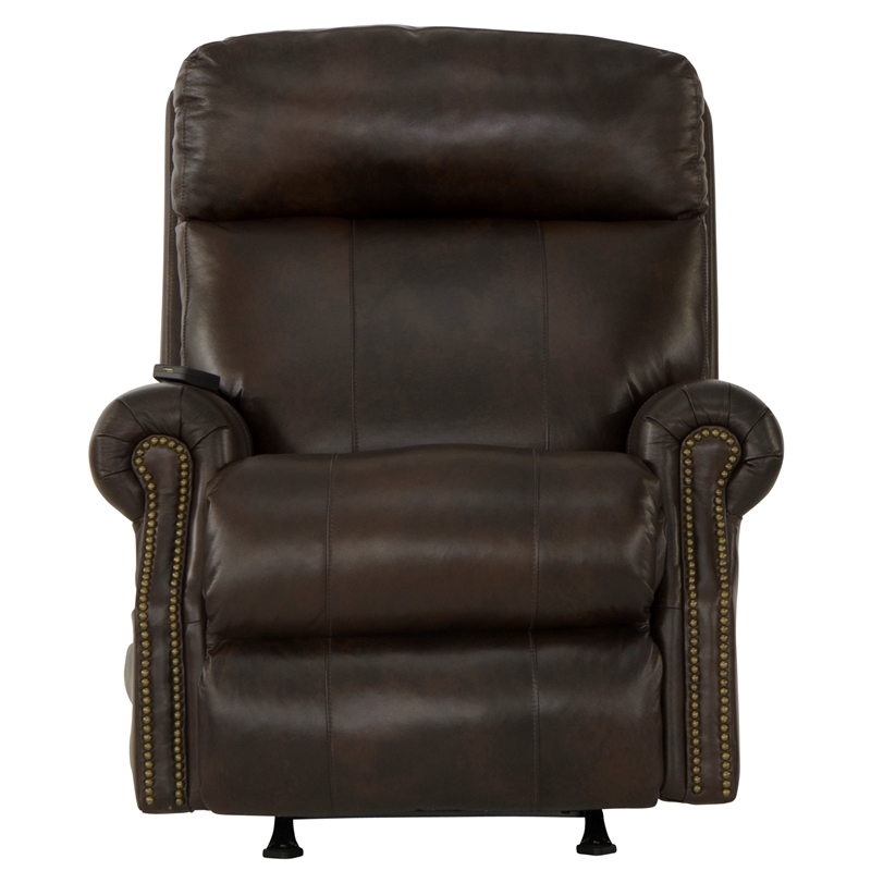 Catnapper Danny Cocoa Leather Power Rocker Recliner with Therapeutic Massage