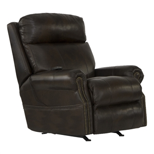 catnapper danny cocoa leather power rocker recliner with therapeutic massage