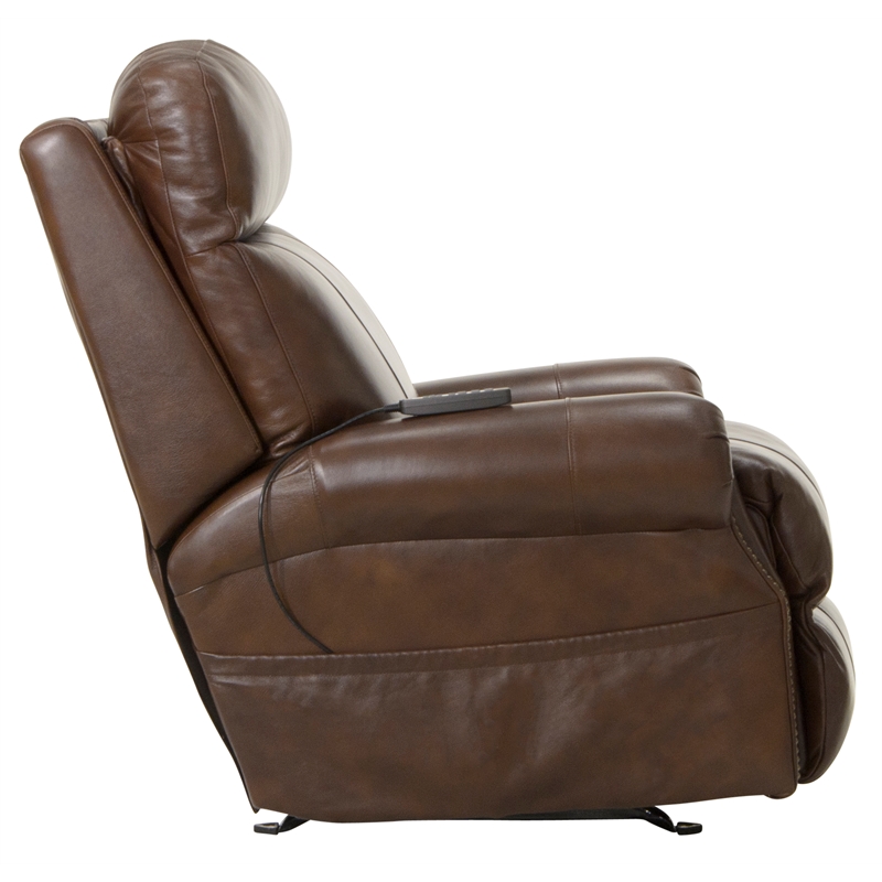 Catnapper Danny Brown Leather Power Rocker Recliner with Therapeutic Massage