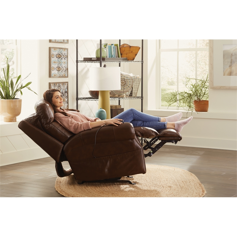 Catnapper Danny Brown Leather Power Rocker Recliner with Therapeutic Massage