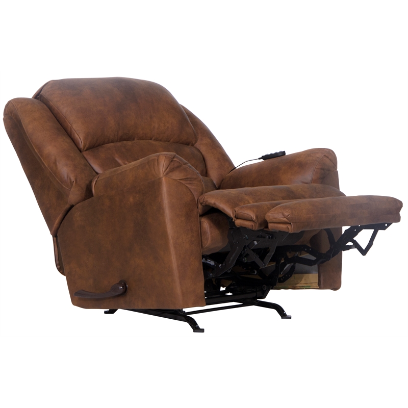 Catnapper Jimmy Rocker Recliner with Heat and Massage in Auburn Polyester Fabric