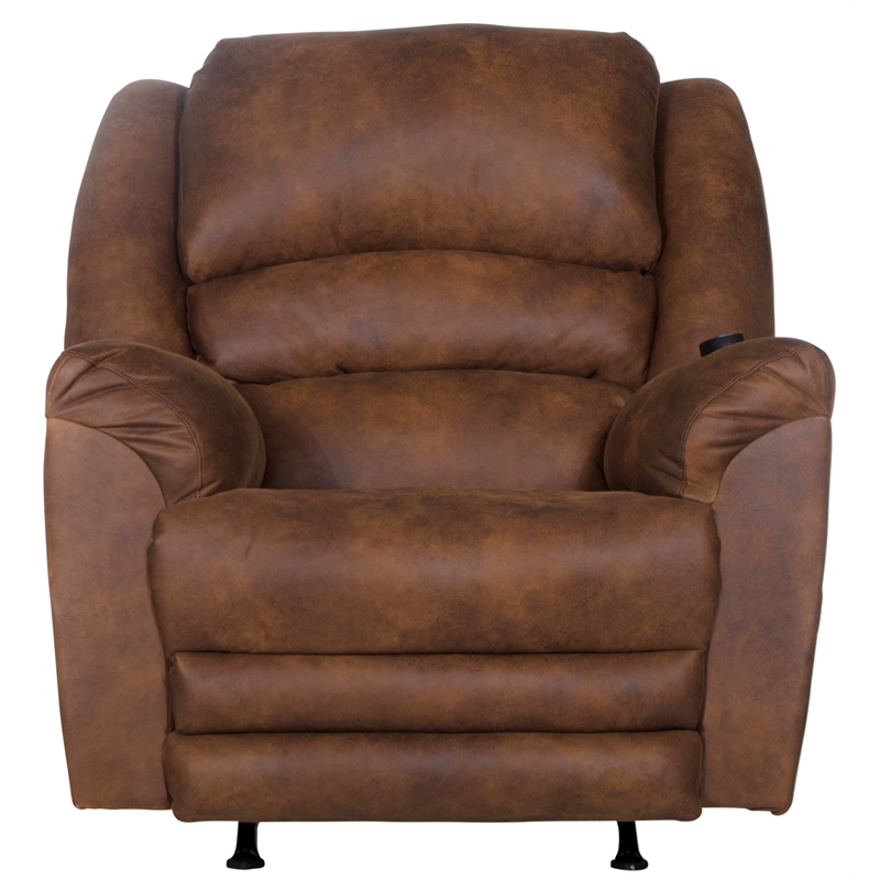 Catnapper Jimmy Rocker Recliner with Heat and Massage in Auburn Polyester Fabric