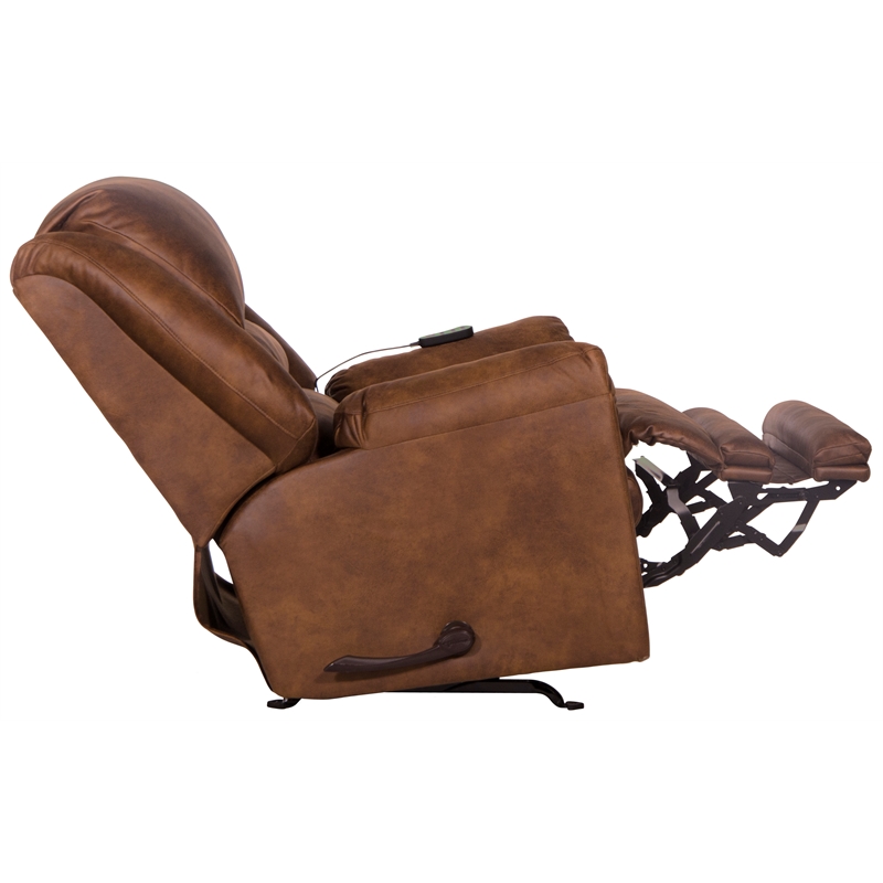 Catnapper Jimmy Rocker Recliner with Heat and Massage in Auburn Polyester Fabric