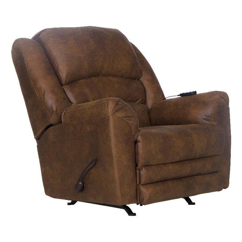 Catnapper Jimmy Rocker Recliner with Heat and Massage in Auburn Polyester Fabric