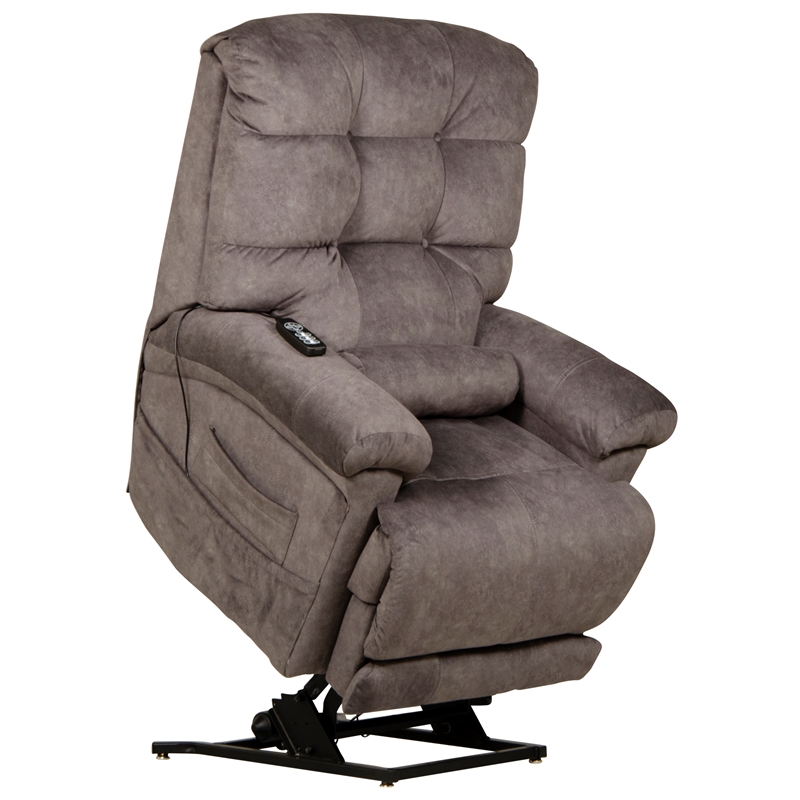 Catnapper Release Power Lift Recliner with Zero Gravity Recline in Gray Fabric
