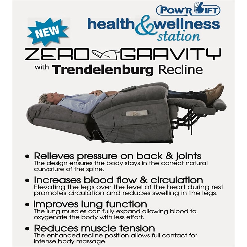 Catnapper Release Power Lift Recliner with Zero Gravity Recline in Gray Fabric