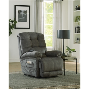 catnapper release power lift recliner with zero gravity recline in gray fabric
