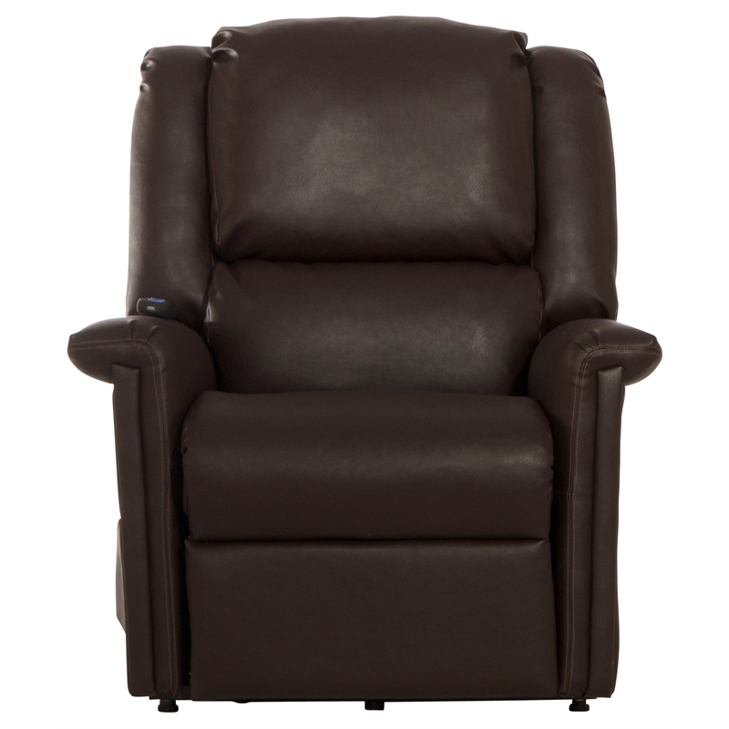 Catnapper Hewitt Power Lift Lay-Flat Recliner with Brown Disinfectable PU Fabric