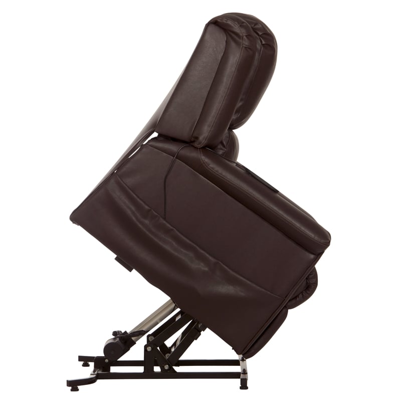 Catnapper Hewitt Power Lift Lay-Flat Recliner with Brown Disinfectable PU Fabric