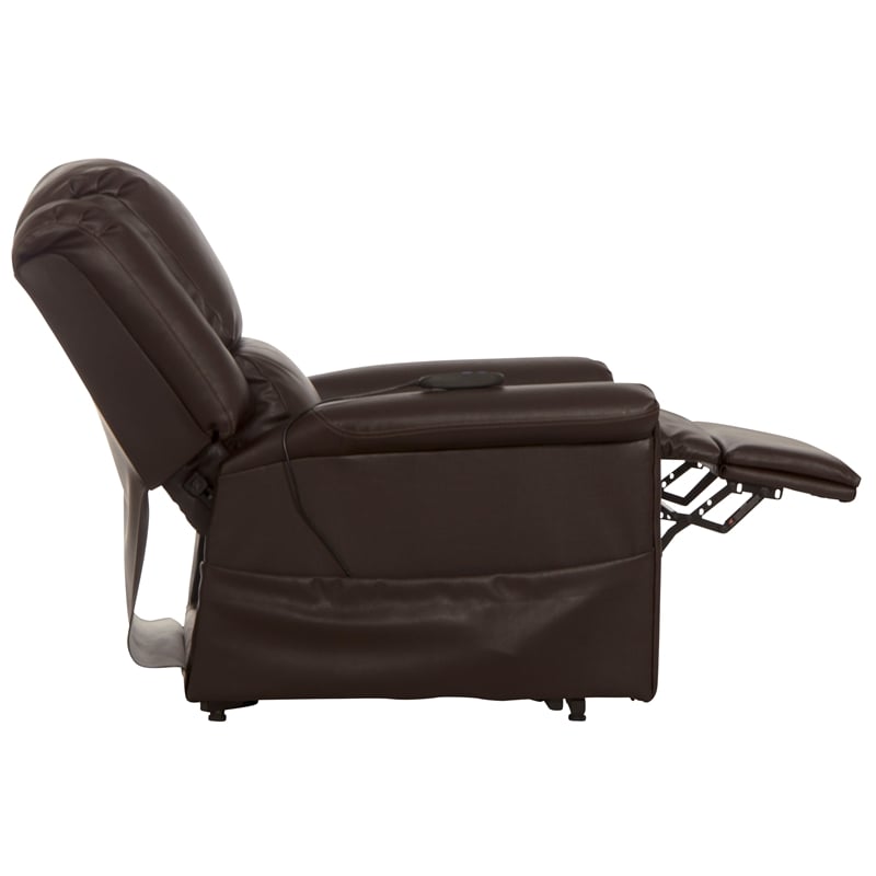 Catnapper Hewitt Power Lift Lay-Flat Recliner with Brown Disinfectable PU Fabric