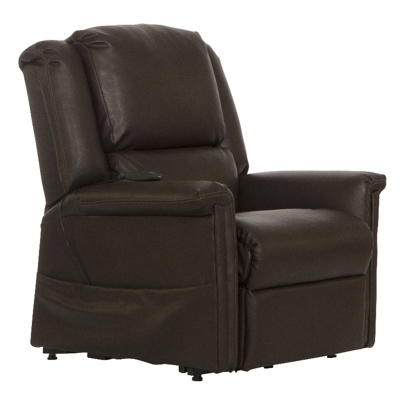 Catnapper Hewitt Power Lift Lay-Flat Recliner with Brown Disinfectable PU Fabric
