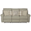 Catnapper Eastland Lay Flat Reclining Sofa in Beige Fabric with Accent Pillows