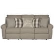 Catnapper Eastland Lay Flat Reclining Sofa in Gray Fabric with Accent Pillows