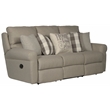 Catnapper Eastland Lay Flat Reclining Sofa in Gray Fabric with Accent Pillows