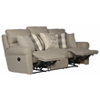 Catnapper Eastland Lay Flat Reclining Sofa in Gray Fabric with Accent Pillows