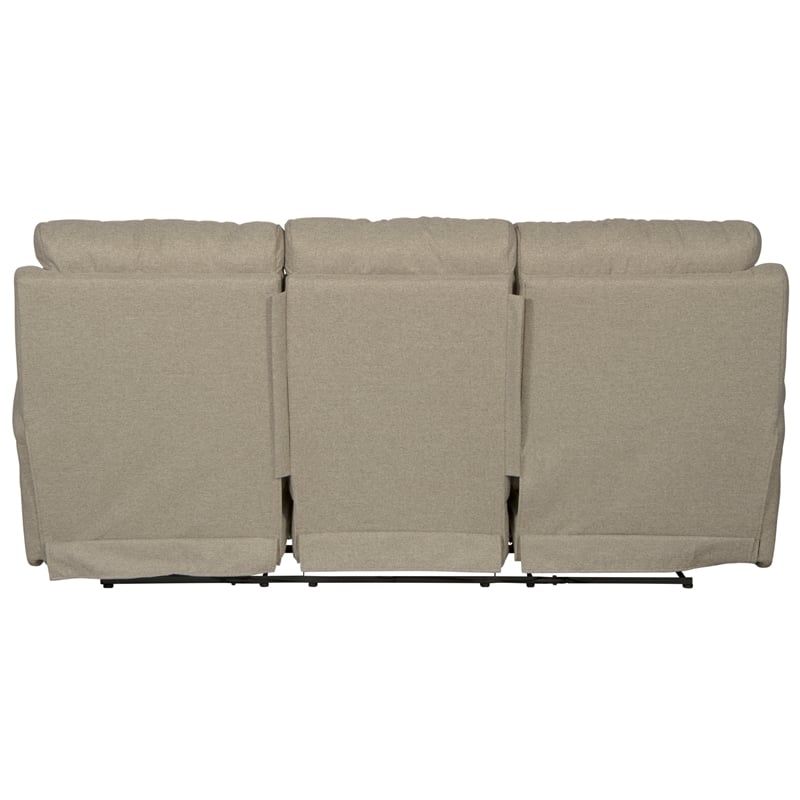 Catnapper Eastland Lay Flat Reclining Sofa in Gray Fabric with Accent Pillows
