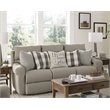 Catnapper Eastland Lay Flat Reclining Sofa in Gray Fabric with Accent Pillows