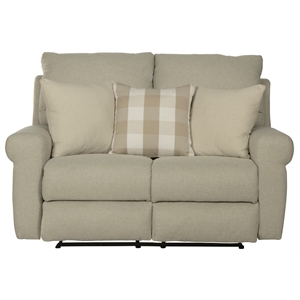 Catnapper Eastland Lay Flat Reclining Loveseat in Beige Polyester Fabric