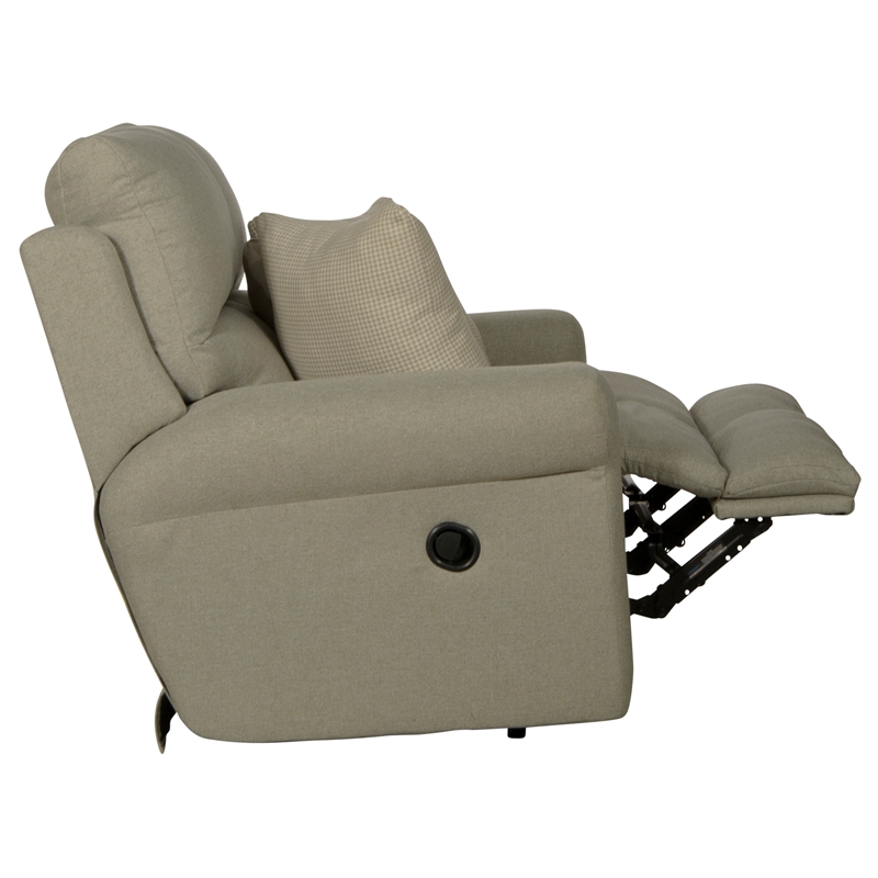 Catnapper Eastland Lay Flat Reclining Loveseat in Beige Polyester Fabric