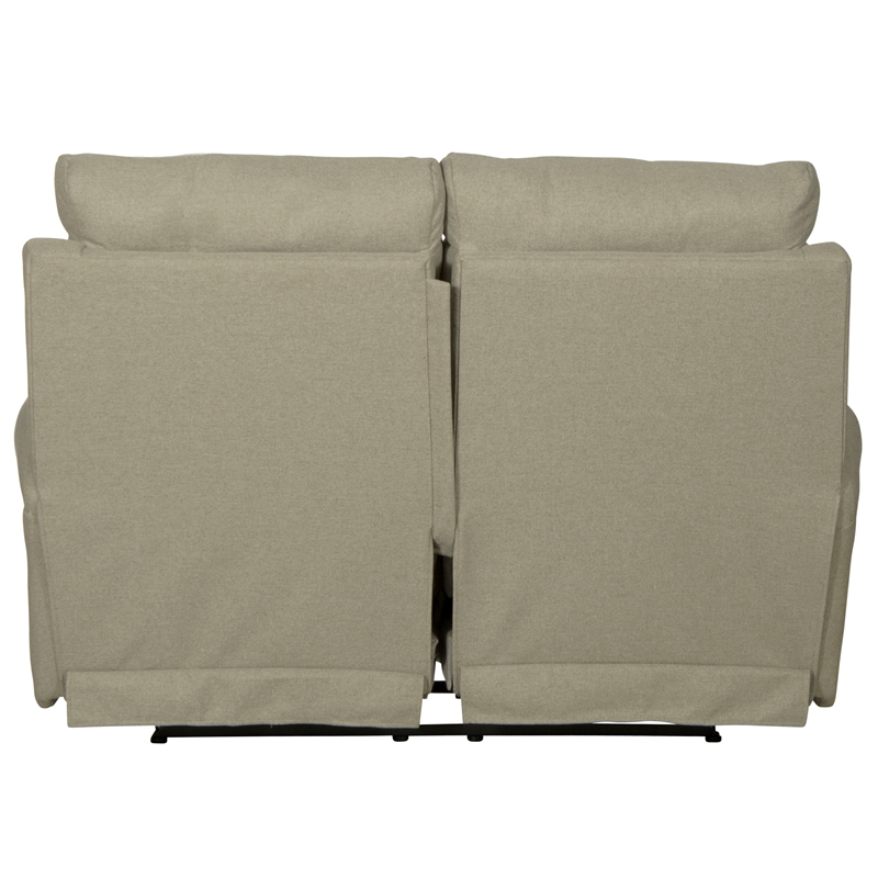 Catnapper Eastland Lay Flat Reclining Loveseat in Beige Polyester Fabric